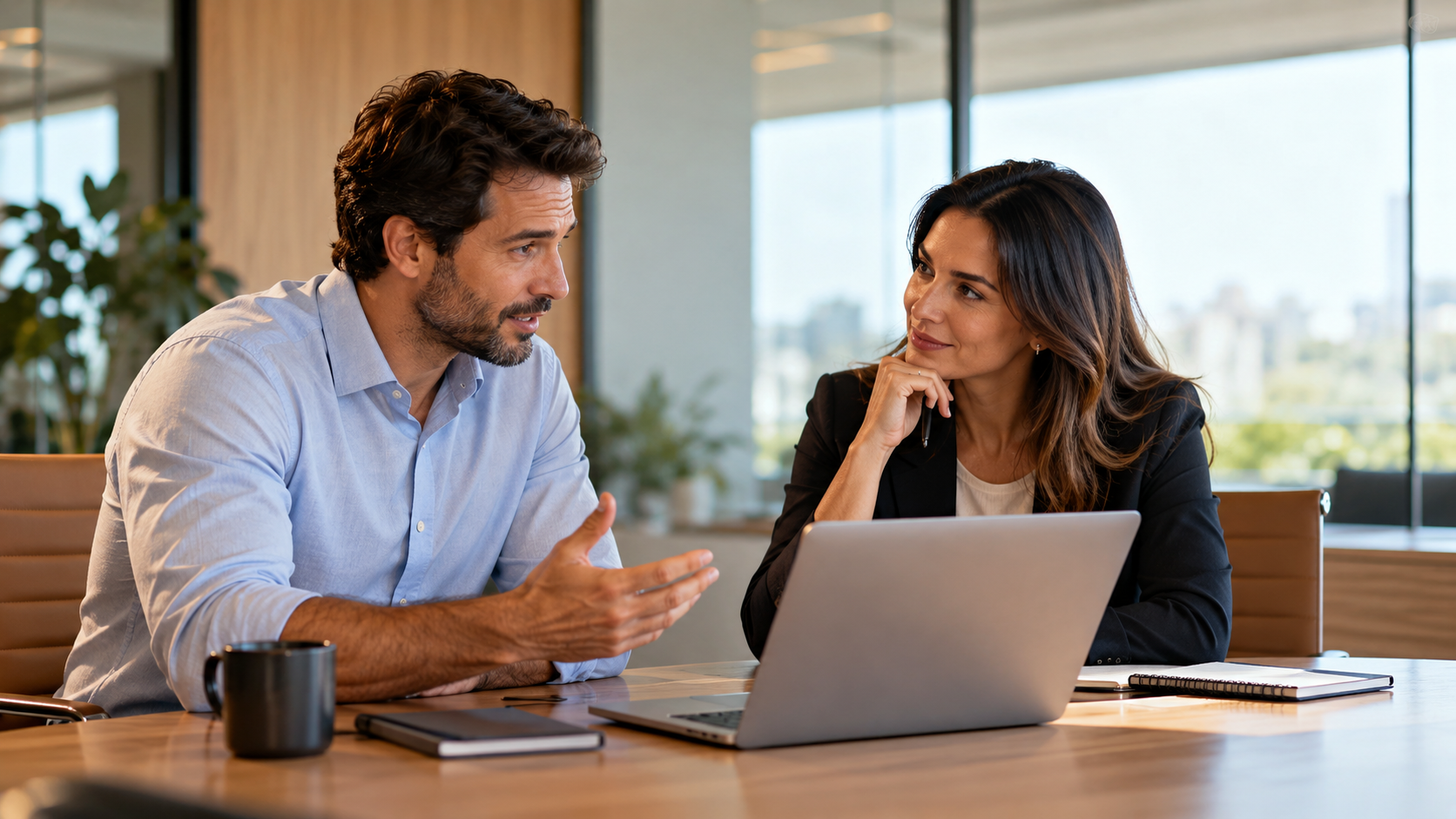 Empresário analisando opções de plano de saúde empresarial com orientação especializada.