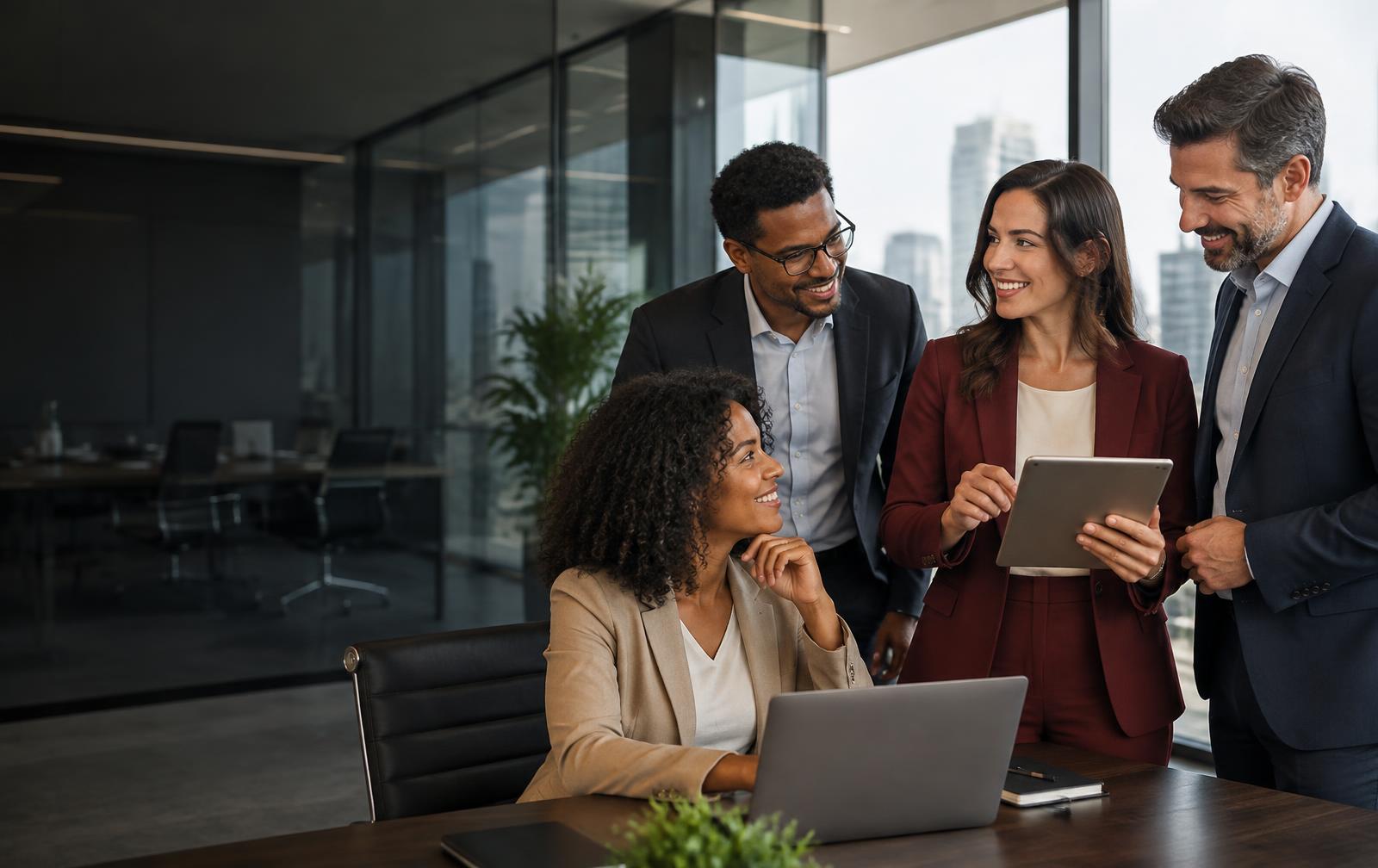 Equipe empresarial avaliando benefícios de saúde