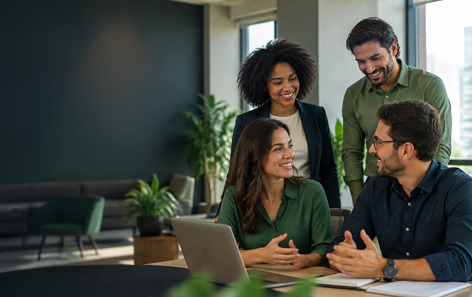 Equipe conversando sobre saúde empresarial